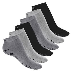 Celodoro Damen Pilates & Yoga Sneaker Socken (6 Paar) Kurze Sportsocken mit ABS - Classic Grey 43-46