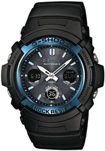 Casio G-Shock Herren Uhr AWG-M100A-1AER Funk Solar schwarz blau