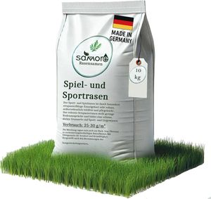 10 kg Rasensamen Sport und Spiel | schnellkeimend |reicht für 400m² Rasen | robust|tiefgrün | ideal für Neuansaat, Nachsaat, Rasensaat Grassamen | trockenresistent | dürreresistent -  Germany