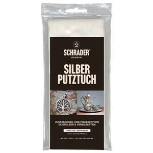 SCHRADER Silber Putztuch - zum Polieren und zur Entfernung von Anlaufstellen - Schmuckreinigungstuch mit natürlichen Polierstoffen - 1 Tuch - S1600101