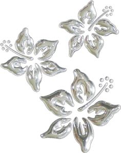 3D-Chrome-Sticker Hibiskusblüten 1 à 55 x 55 mm 1 à 45 x 45 mm 1 à 40 x 4     0 mm
