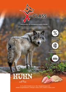X-CLASS Huhn mit Reis für ausgewachsene Hunde, Super Premium Alleinfuttermittel, 2kg