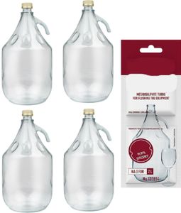 4 x 5L Flasche +Schwefelpulver GLASBALLON Weinballon Glasflasche Gärballon