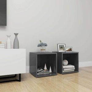 vidaXL TV-Schränke 2 Stk. Hochglanz-Grau 37x35x37 cm Holzwerkstoff