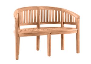 Möbilia Gartenbank 120 cm | Bananenbank 2-Sitzer aus Teak Holz | B 120 x T 53 x H 85 cm | natur | 11020012 | Serie GARTEN