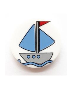 Kinderknopf hübsches Segelboot mit Öse  Farben allgemein: Weiß, Durchmesser: 14 mm