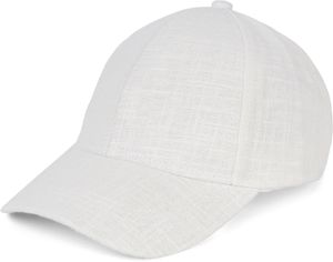 styleBREAKER Uni Leinen Baseball Cap Einfarbig, 6-Panel Basecap, Metallschnalle verstellbar 04023089, Farbe:Weiß