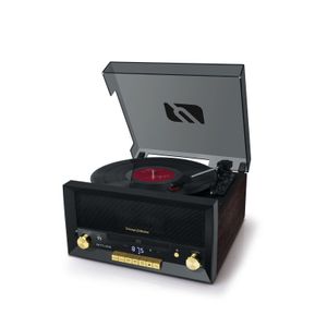 Muse mt-112 w schwarz (Holz) Mikroanlage mit Stereo-Plattenspieler / CD / Radio fm