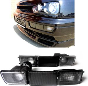 2x predné smerovky + krátke smerovky + hmlové svetlá nárazník smerovky nárazník v čiernej dymovej farbe pre VW Golf 3 / Vento od 1991-1999