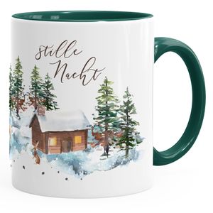 Weihnachts-Tase Stille Nacht Weihnachten Winter Schnee Silent Night Christmas Kaffeetasse Teetasse Keramiktasse Autiga® grün unisize