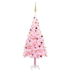 HOMMIE Künstlicher Weihnachtsbaum mit LEDs & Schmuck Rosa 210cm PVC(4942)