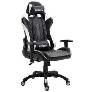 YOLEO Bürostuhl bequemer Gaming Stuhl PC Stuhl 150 kg Belastbarkeit drehbar höhenverstellbar mit Kopfstütze weiß