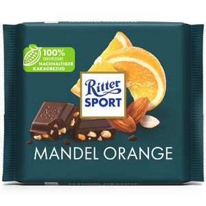 Ritter Sport Mandel Orange fruchtig nussige Halbbitterschokolade 100g