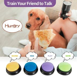 Beschreibbarer sprechender Knopf für Hunde, tragbarer Antwortsummer Signalempfänger, interaktives Spielzeug für Haustiere, lila