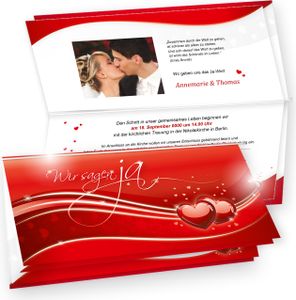 Schöne Einladungskarten Hochzeit Liebe (20 Sets) hinreissend - fein abgestimmte Einladungskarten. Set mit Karten, Umschläge, Einlegeblätter zum Selbstbedrucken + weiße Bändchen - sehr elegant!
