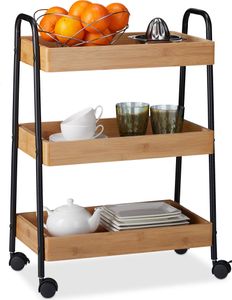 relaxdays Servierwagen braun, schwarz 49,5 x 28,0 x 70,0 cm