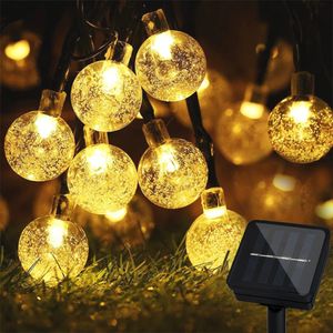 LUMILED Solárne rozprávkové svetlá Vonkajšie 21M 100 LED krištáľové gule Solárne rozprávkové svetlá Teplá biela vonkajšia vodotesná IP44 pre záhradu Terasa Balkón Svadba Strana Vonkajšie Vianoce Veľkonočné krištáľové gule
