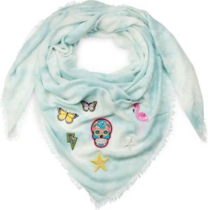 styleBREAKER XXL Vierecktuch in Vintage Batik Optik mit Patches, Totenkopf, Flamingo, Sterne, Schmetterlinge, Pailletten, Schal, Tuch, Damen 01016143