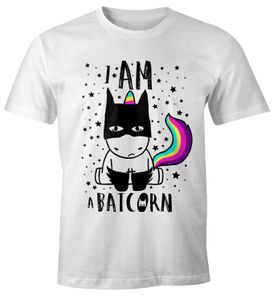 Batcorn Shirt Herren Einhorn Unicorn Fun-Shirt Moonworks® weiß S