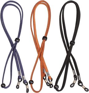 kuou 3 Stück Brillenband aus Leder, Universal Brillenbänder Brillenkette Einstellbarer Brille Cord für Damen und Herren, 67