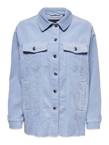 ONLY Damen Oversized Cord Jacke Cardigan Shacket Übergangsjacke Langarm Samt Hemd Shirt ONLBITTEN, Farben:Hellblau, Größe:S