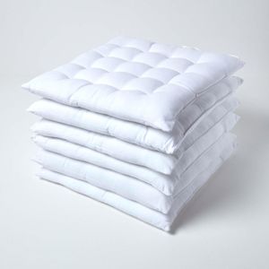 HOMESCAPES Sada 6 polštářů na sezení ze 100% bavlny, 40 x 40 cm, bílá barva