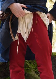 Mittelalter-Beinlinge mit Nestelbändern, rot - Mittelalterhose Wikingerhose Kostüm Verkleidung Größe: S/M