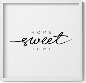 Dekoratives Schild für Ihr Zuhause „Home, sweet home“– Wandbild mit Rahmen – Gerahmtes Bild  – Wanddekoration – 50x50 cm –  Weiß Rahmen