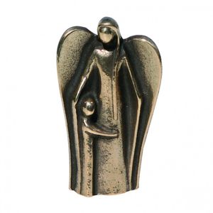 Schutzengel mit Kind Bronzefigur 7 cm Engel