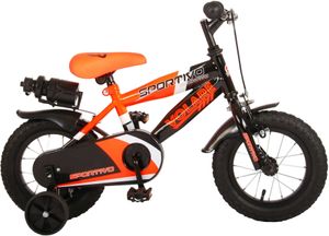 Volare Sportivo Kinderfahrrad - Jungen - 12 Zoll - Neon Orange/Schwarz - Abnehmbare Stützräder und Flaschenhalter
