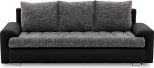 Couch  mit Schlaffunktion,  Schlafcouch mit Bettkästen, TOKIO VII 222x96cm, Dunkelgrau&Schwarz