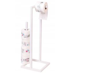 Toilettenpapierhalter stehend, Weiß im Loft-Stil, Toilettenpapier Aufbewahrung stehend, Toilettenpapierständer, Klopapierhalter, mit Ersatzrollenhalt