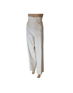 Tehotenské nohavice 22418-I christoff biele "Marlene" v páse vysoké elastické vrecká s chlopňami - veľkosť 44