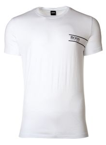 HUGO BOSS Herren T-Shirt -  Rundhals, Pure Baumwolle, Logo Weiß S