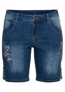 sheego by Joe Browns Damen Große Größen Jeansbermudas mit floralen Stickereien Freizeitmode feminin Stickerei