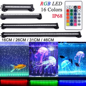 46cm 27LEDs LED Aquarium IP68 Wasserdicht Aufsatzleuchte, Dimmbar Unterwasser Beleuchtung Lampe, Plant Fisch Tank Air Bubble Leuchte,