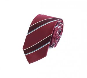 Schlips Krawatte Krawatten Binder 6cm weinrot weiß blau gestreift Fabio Farini