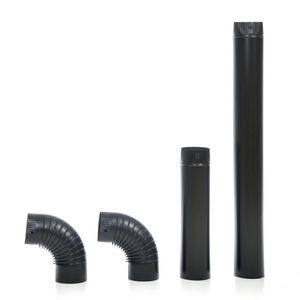 acerto - Ofenrohr-Set, 120 mm Durchmesser, schwarz - Emailliertes Rauchrohr für Kaminöfen