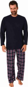 Herren langarm Schlafanzug Pyjama mit karierter Flanell Hose - 222 101 10 873 ; navy , 54