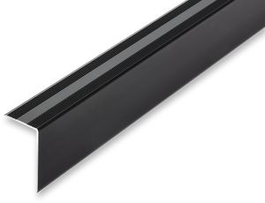 (20,29EUR/m) 30 x 52 x 1000 mm Treppenwinkel schwarz ungebohrt Treppenkantenprofil Treppenkante