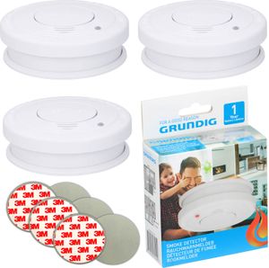 3x Rauchmelder 85dB Inkl. 9V Batterie + 3M Klebepad Set Feuermelder 3x Rauchmelder 85dB Inkl. 9V Batterie + 3M Klebepad Set Feuermelder