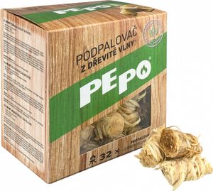 Podpaľovač PE-PO® drevný pevný, 32 ks, rozpaľovač na gril, kachle, krby, pece