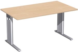 C-Fuß Pro Schreibtisch, gerade, verschiedene Größen und Farben, Farbe Dekor:Buche, Größe Tischplatte:140 x 80 cm
