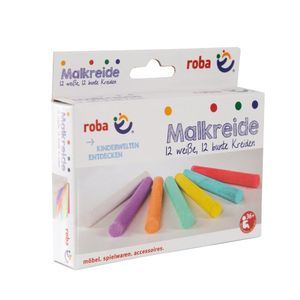 roba Malkreide Set 24tlg (12 weiß, 12 bunt), für Tafel & Asphalt, Schul-Spielzeug für Kinder
