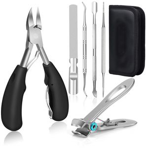Profi Fußnagelzange Set, Super scharf Nagelzange für Dicken & Eingewachsenen Harten Fußnägel. Edelstahl Pediküre Knipser Nagelknipser.（Schwarz）