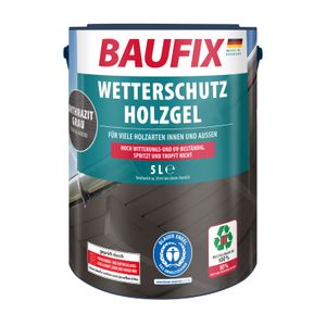 BAUFIX Wetterschutz-Holzgel anthrazitgrau seidenglänzend, 5 Liter, Holzlasur