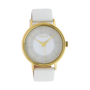 Oozoo Leder Damen Uhr C10576 Analog Quarzuhr Armband weiß Timepieces D2UOC10576