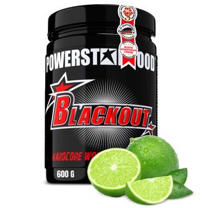 Powerstar BLACKOUT Hardcore Pre-Workout-Booster 600g | Hochdosierter Pump-Booster mit natürlichem Koffein | Fitness, Energie & Fokus |Green Lemon