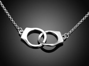 Handschellen Kette Gliederkette Miniblings Handcuffs Police 925 Echtsilber 40cm