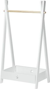 Kinder-Garderobe Laxe 126 x 73 x 43 cm Garderobenständer für Kinder freistehend Kleiderständer mit Staufach Stange aus Bambus Weiß/Natur Kinder-Garderobe Laxe 126 x 73 x 43 cm Garderobenständer für Kinder freistehend Kleiderständer mit Staufach Stange aus Bambus Weiß/Natur